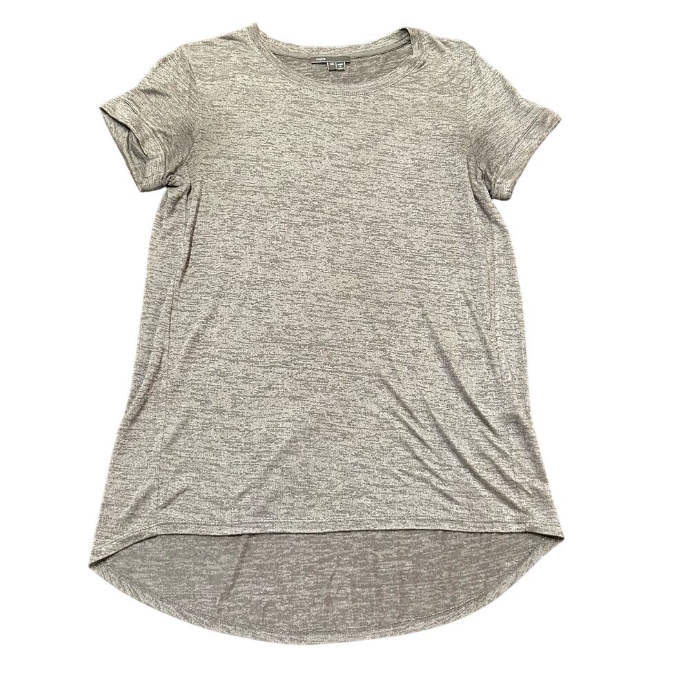 Vince Womens Metallic Gray Rolled Short Sleeve Top Tee XS